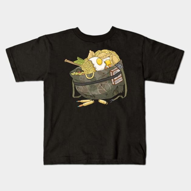 vietnam war helmet with food. Kids T-Shirt by JJadx